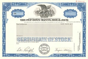 Pep Boys-Manny, Moe and Jack - Stock Certificate